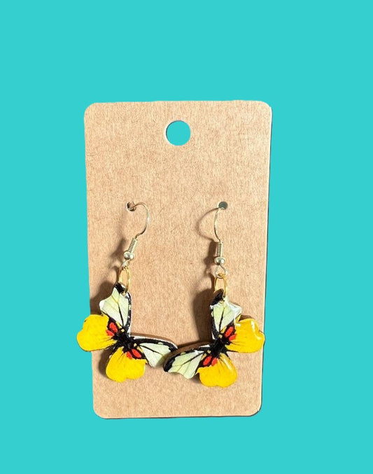 Handcrafted Yellow Butterfly Earrings