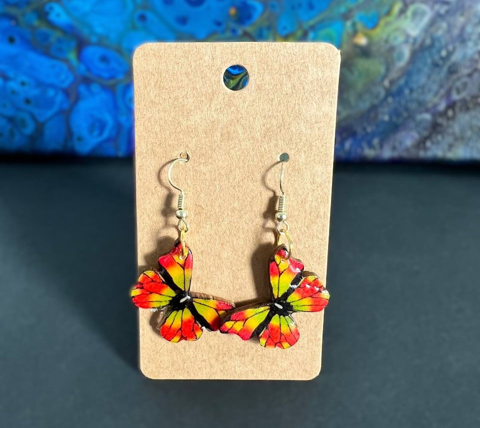 Handcrafted Orange & Yellow Butterfly Earrings