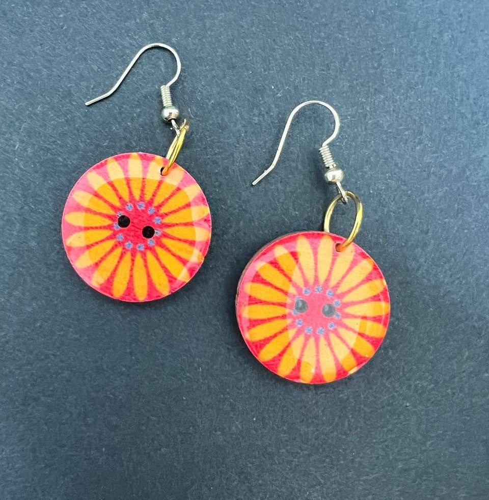 Handcrafted Floral Button Earrings