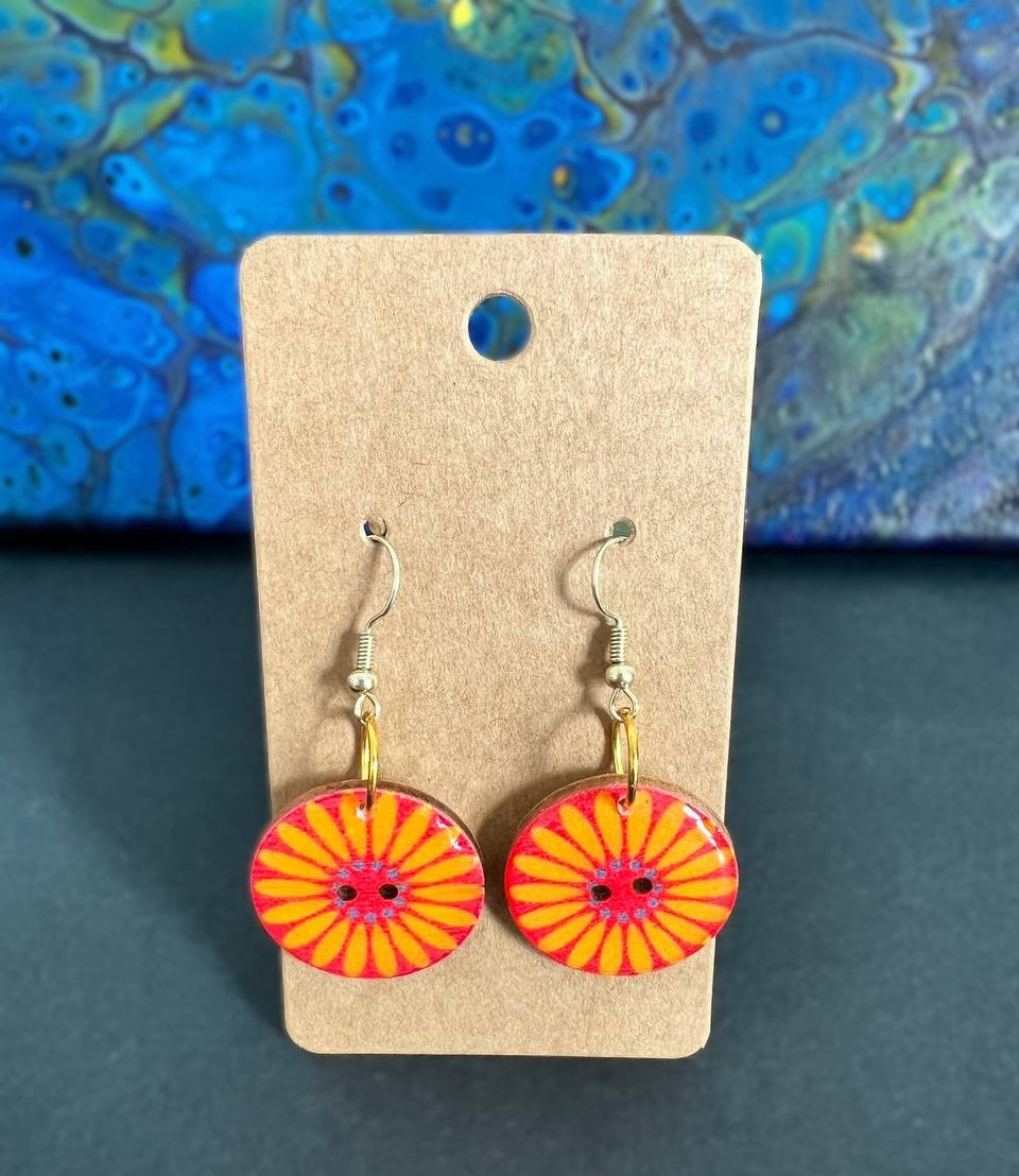 Handcrafted Floral Button Earrings