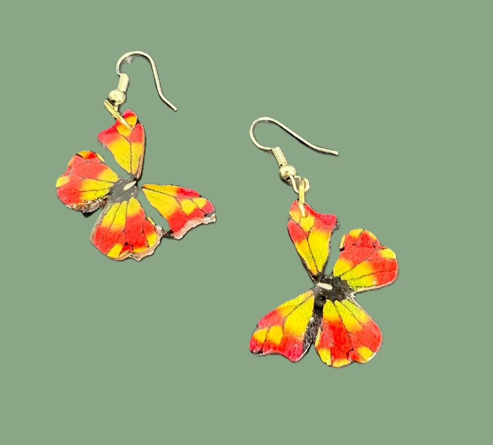 Handcrafted Orange & Yellow Butterfly Earrings