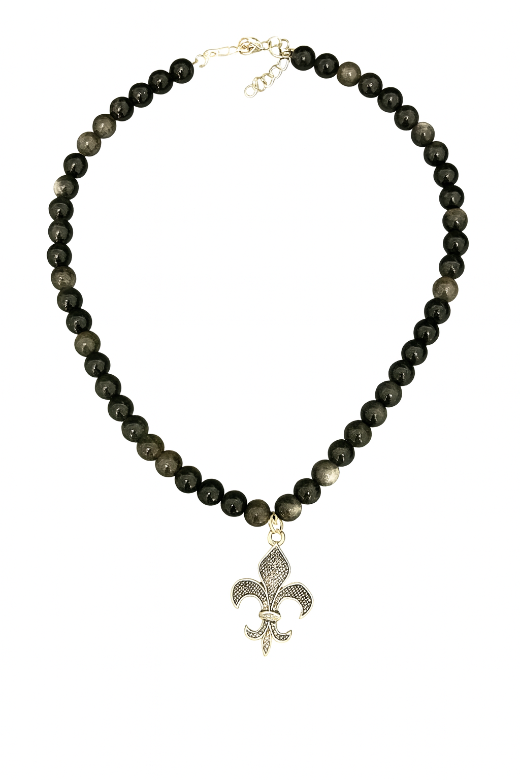 Handmade black natural Obsidian necklace