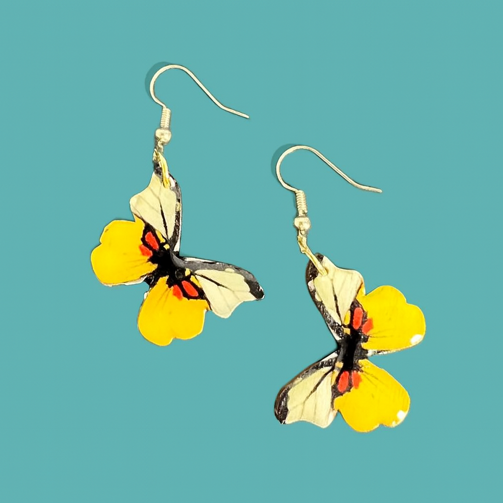 Handcrafted Yellow Butterfly Earrings