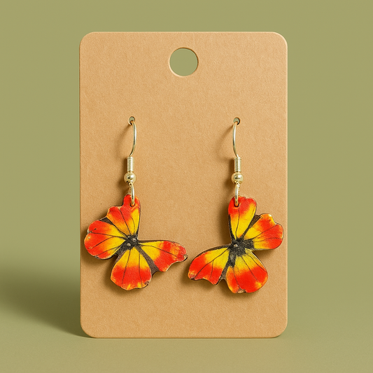 Handcrafted Orange & Yellow Butterfly Earrings