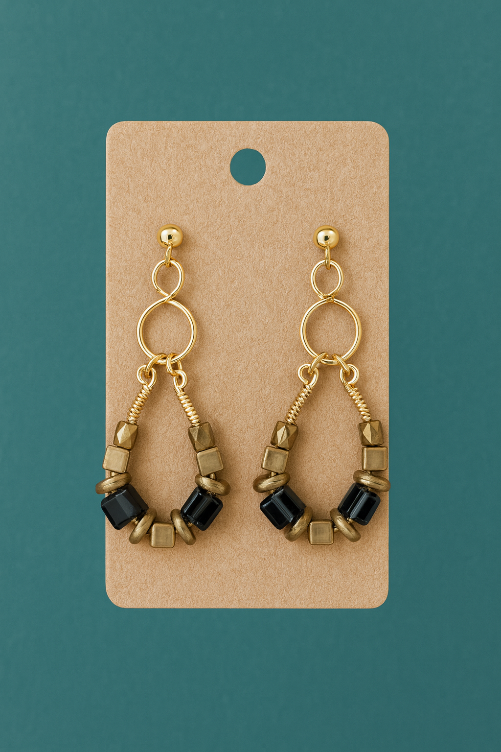 Handcrafted Midnight Spiral Loop Earrings, One of a kind