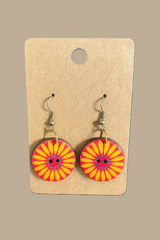Handcrafted Floral Button Earrings