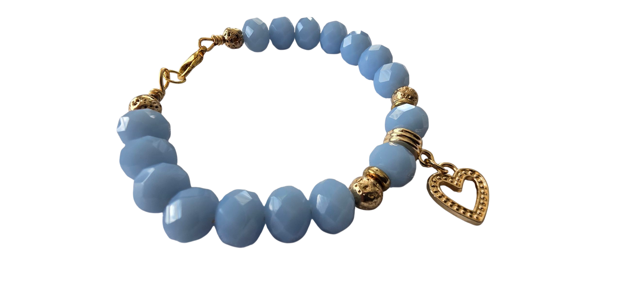 Skybound – Periwinkle Crystal Bracelet with Gold Heart Charm