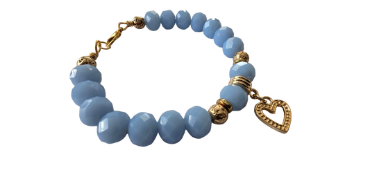 Skybound – Periwinkle Crystal Bracelet with Gold Heart Charm