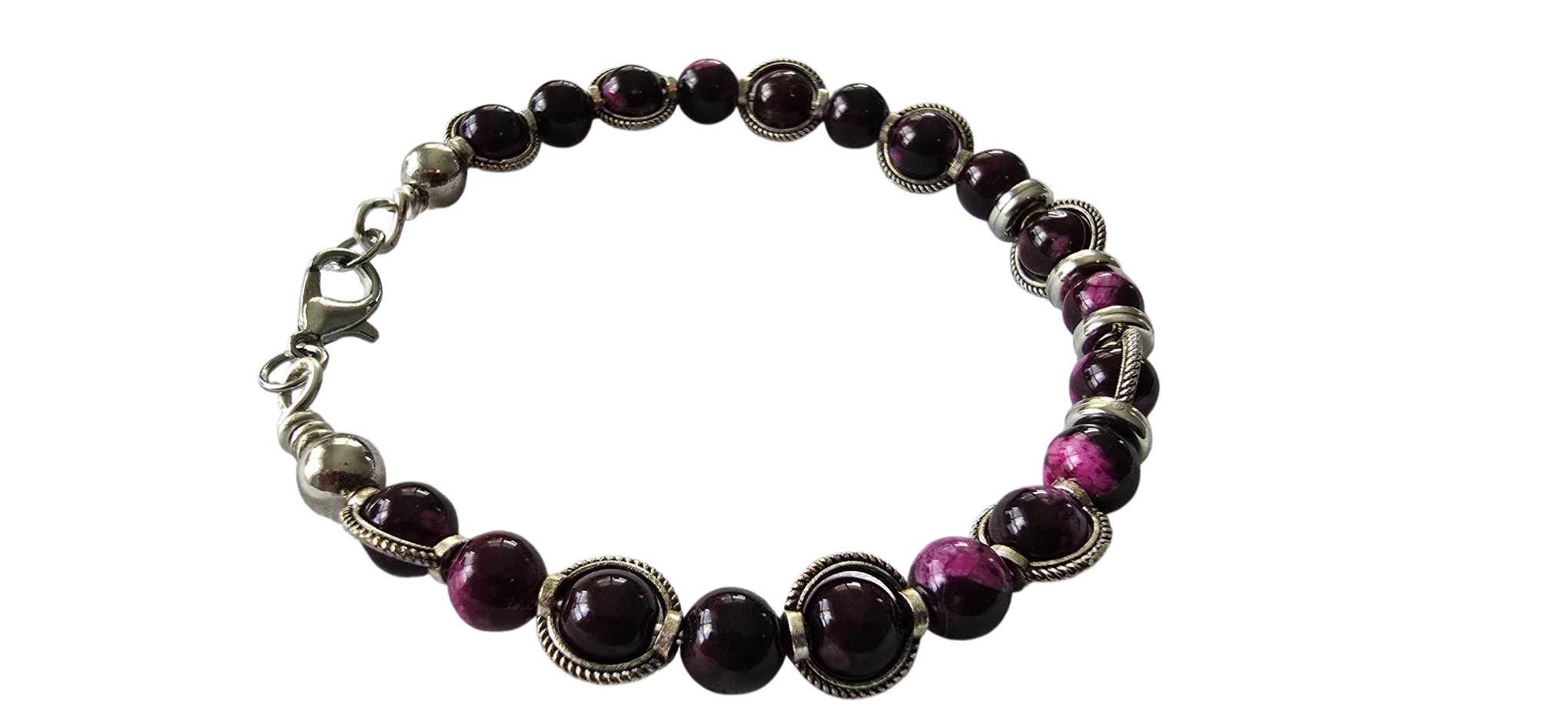 Purple Agate & Silver Wire Bracelet