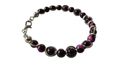 Purple Agate & Silver Wire Bracelet