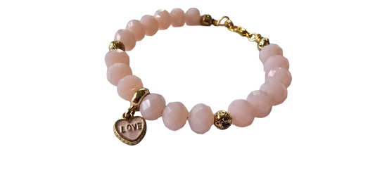 Blush Pink “LOVE” Charm Bracelet