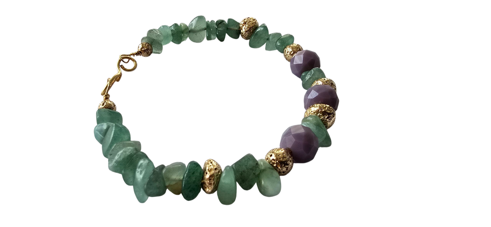 Green Aventurine & Purple Agate Gemstone Bracelet