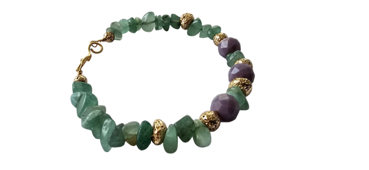 Green Aventurine & Purple Agate Gemstone Bracelet