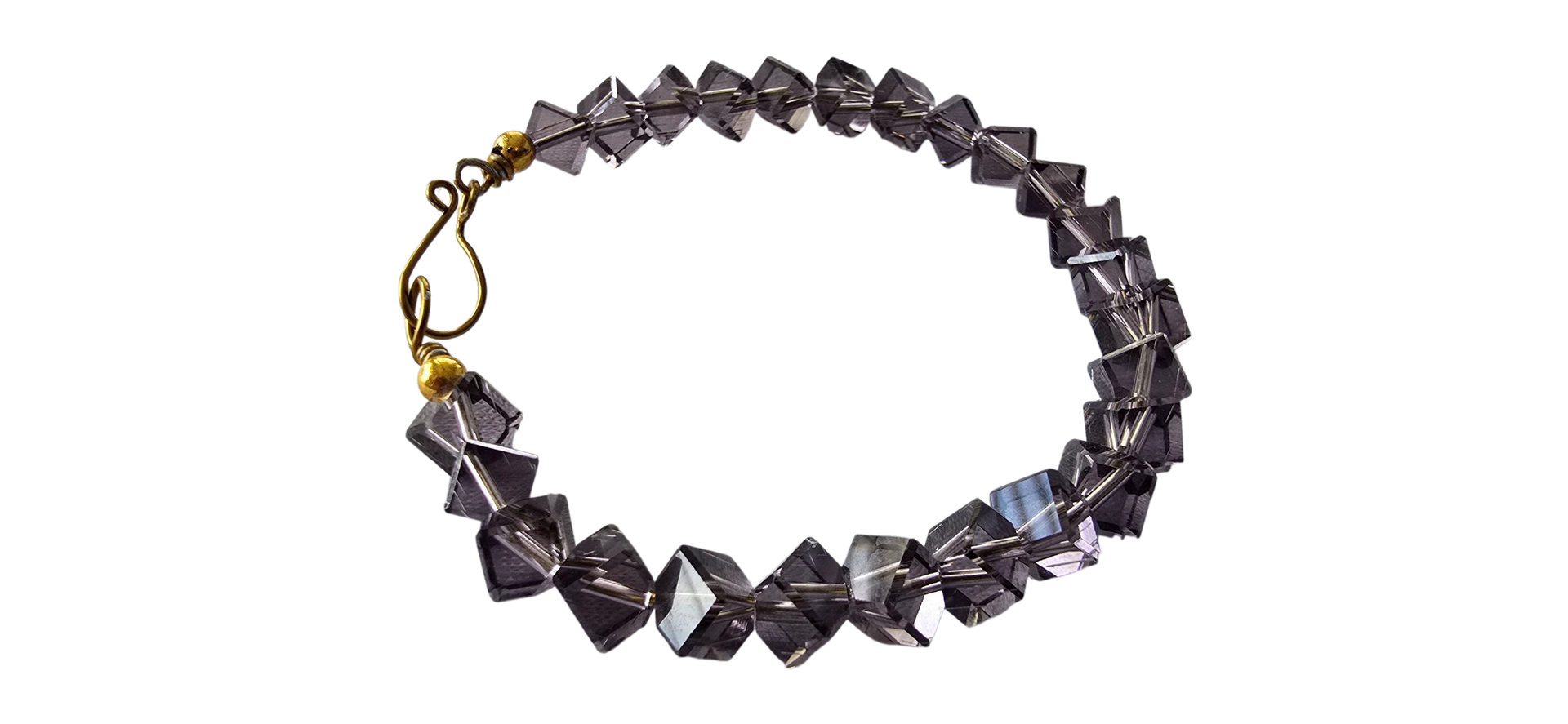 Smoky Quartz Crystal Cube Bracelet