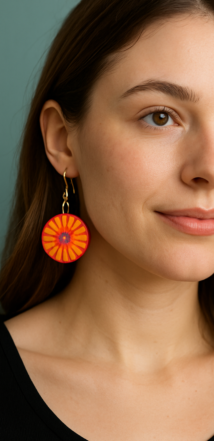Handcrafted Floral Button Earrings